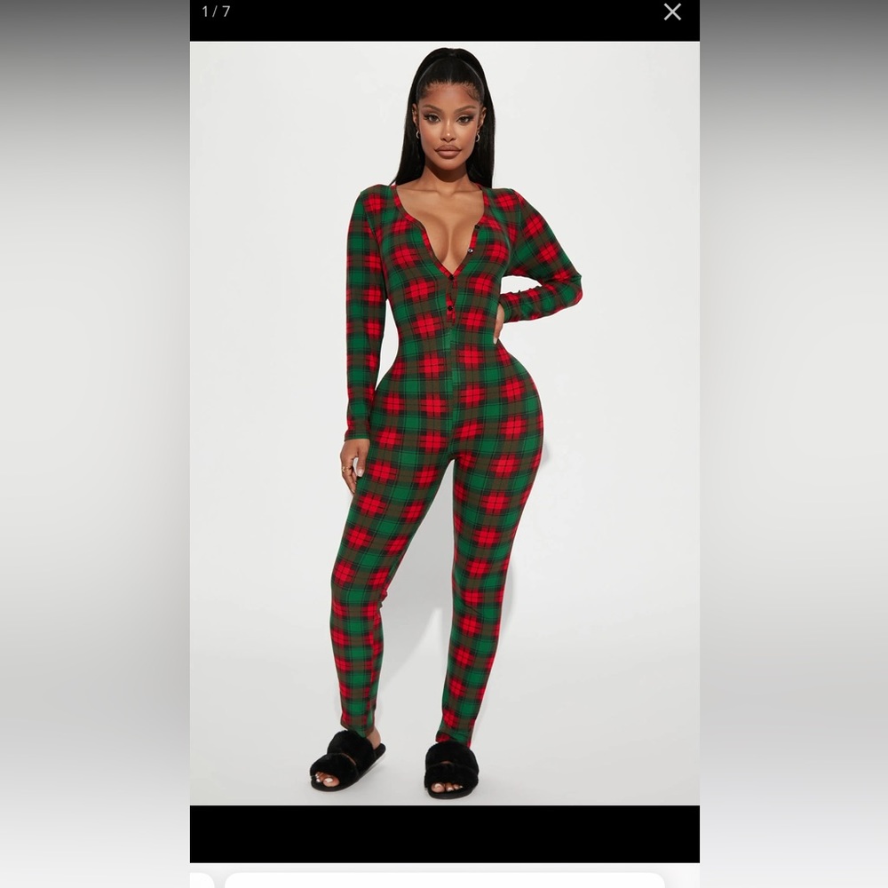 Fashion Nova Plaid Christmas onesie